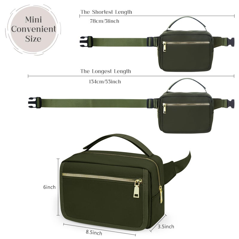 printe Small Diaper Bag with Portable Changing Pad, Crossbody Diaper Pack with Wipes Pocket, Women Waist Bag for Travel Stroller, Olive Green - Image 4